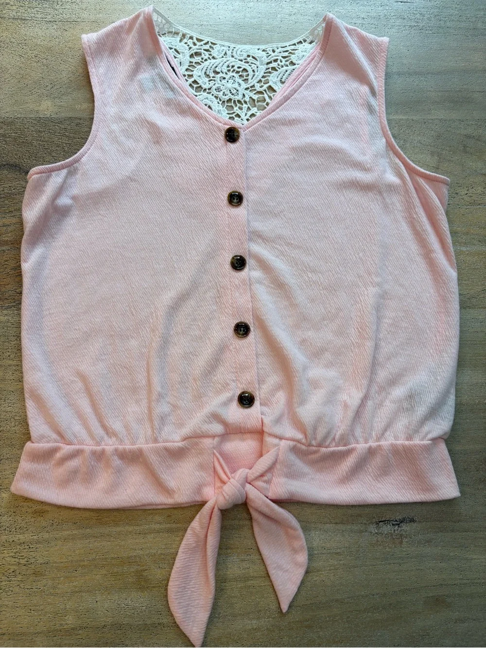 Amy Byer Soft Pink Button-Front Tank with Lace Detail